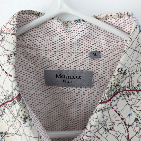 Matinique Men's Short Sleeve Button Down Shirt With Map Pattern In Size S - Picture 4 of 8